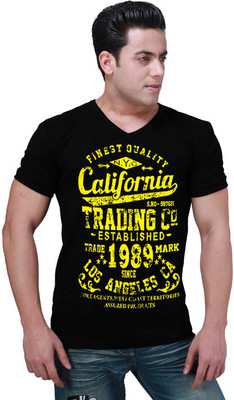 

Inkovy Graphic Print Men's V-neck Black T-Shirt