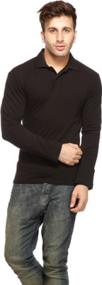 

Gritstones Solid Men's Polo Neck Black T-Shirt