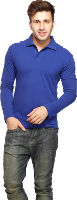 

Gritstones Solid Men' Polo Neck Blue T-Shirt, Royal blue