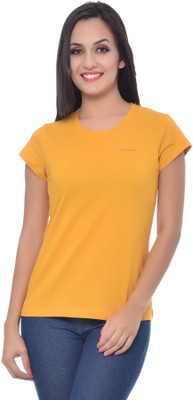 

Frenchtrendz Solid Women's Round Neck Yellow T-Shirt, Mustard