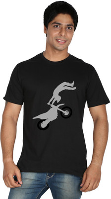

Trendster Printed Men' Round Neck Black T-Shirt