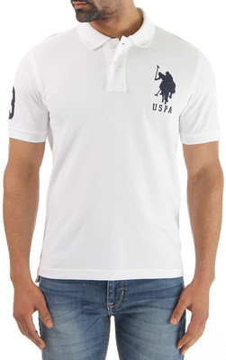

U.S. Polo Assn. Solid Men's Polo Neck White T-Shirt