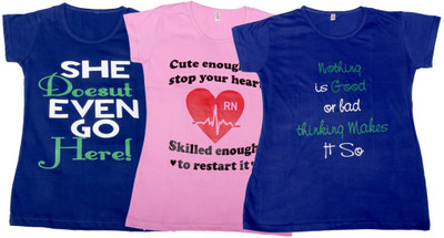 

IndiWeaves Girls Printed T Shirt(Multicolor, Blue & pink & blue