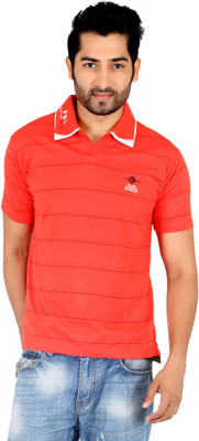 

Awack Striped Men's Polo Neck Orange T-Shirt, Gajar