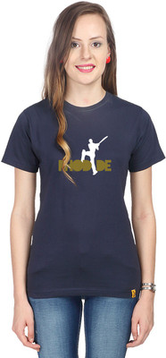 

Campus Sutra Geometric Print Women' Round Neck Blue T-Shirt