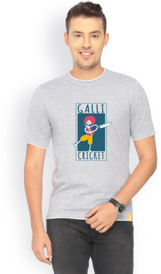 

Campus Sutra Printed Men Round Neck Grey T-Shirt