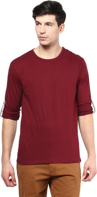 Izinc Solid Men' Round Neck Maroon T-Shirt