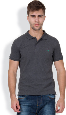 

The Indian Garage Co. Solid Men' Polo Neck Black T-Shirt, Anthra