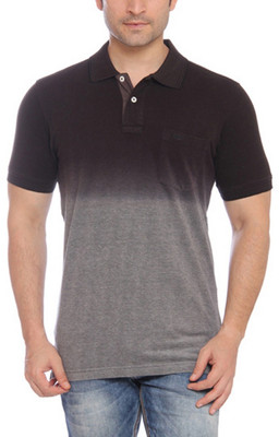 

ColorPlus Solid Men's Flap Collar Neck Black T-Shirt