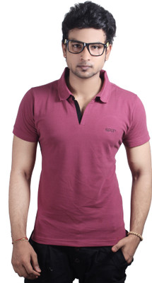 Spur Solid Men' Polo Neck Pink T-Shirt, Onion