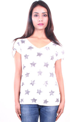 

AR2 Printed Women' V-neck White T-Shirt