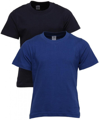 

Gkidz Boys Solid T Shirt(Blue, Pack of 2, Black