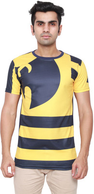 

DDI Printed Men's Round Neck Yellow T-Shirt