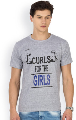 

Kingaroo Printed Men's Round Neck Grey T-Shirt, Grey milange