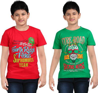 

FabTag - Dongli Boys Printed T Shirt(Red, Pack of 2, Combo color