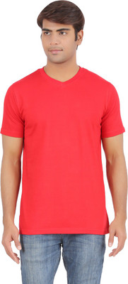 

Ap'pulse Solid Men' V-neck Red T-Shirt