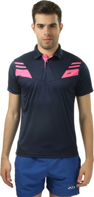 

Stag Printed Men's Polo Neck Blue, Pink T-Shirt