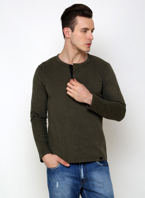 

Rigo Solid Men's Henley Green T-Shirt