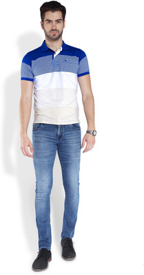 

Parx Striped Men's Polo Neck Blue T-Shirt