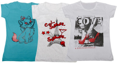 

IndiWeaves Girls Printed T Shirt(Multicolor, Blue & gray & white