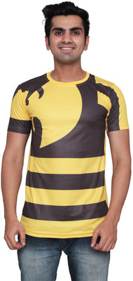 

DDI Printed Men's Round Neck Yellow T-Shirt