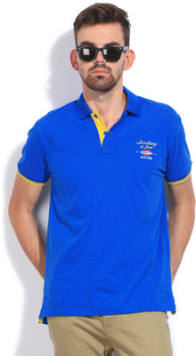 

Mufti Solid Men's Polo Neck Blue T-Shirt