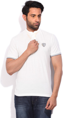 

Flying Machine Solid Men' Henley White T-Shirt, Antique white