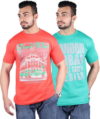 

Shineway Graphic Print Men's Round Neck Multicolor T-Shirt(Pack of 2, Carrot;green