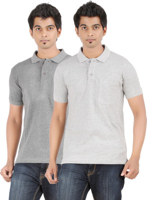 

Ap'pulse Solid Men's Polo Neck Grey, Grey T-Shirt(Pack of 2, Andhra melange;grey melange