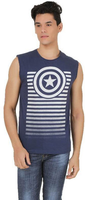 

Captain America Printed Men's Round Neck Blue T-Shirt, Dress blue
