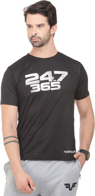 

RAWFITT Solid Men's Round Neck Black, White T-Shirt
