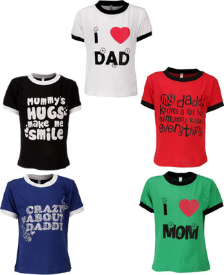 Gkidz Boys Printed T Shirt(Multicolor, Pack of 5, Black