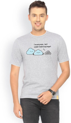 

Campus Sutra Printed Men Round Neck Grey T-Shirt