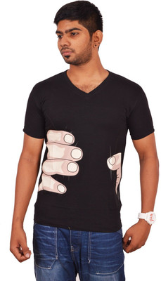 

Rogue Printed Men's V-neck Black T-Shirt