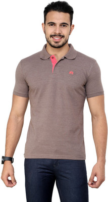 

Cotton County Premium Solid Men's Flap Collar Neck Brown T-Shirt