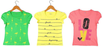 

Poppers by Pantaloons Girls Printed T Shirt(Green