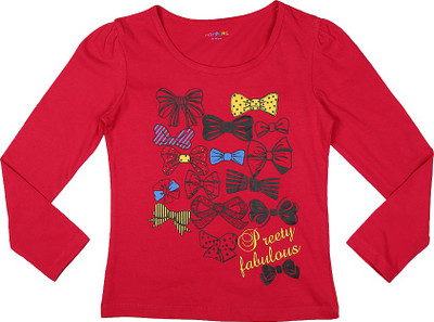 

Poppers by Pantaloons Girls Graphic Print T Shirt(Red, Dark fuchsia