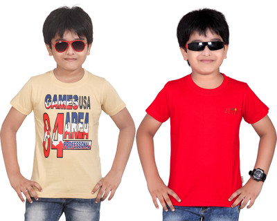 

Dongli Boys Solid T Shirt(Red, Pack of 2)