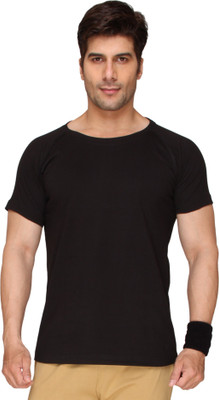 

SayItLoud Solid Men' Round Neck Black T-Shirt