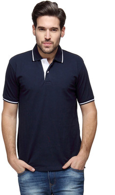 

Campus Sutra Solid Men Polo Neck Blue T-Shirt