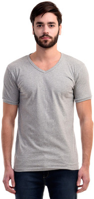 

Mi Moda Solid Men's V-neck Grey T-Shirt