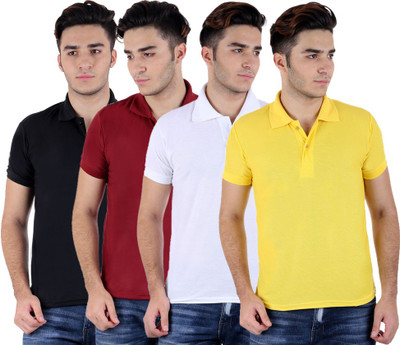 

Sanvi Traders Solid Men Polo Neck Multicolor T-Shirt(Pack of 4