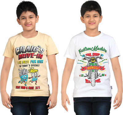 

FabTag - Dongli Boys Printed T Shirt(White, Pack of 2, Combo color