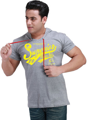 Inkovy Printed Men' Hooded Grey T-Shirt