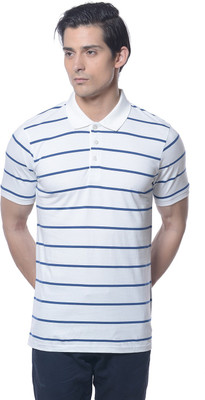 

Carve Striped Men's Polo Neck White T-Shirt, Ivory white