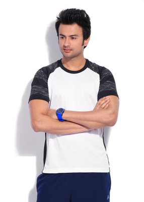 

ADIDAS Solid Men's Round Neck White T-Shirt, Wht/black