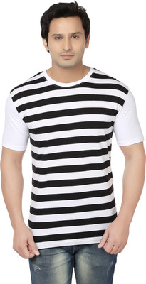 

Fugazee Lifestyle Striped Men's Round Neck White, Black T-Shirt, Black;white