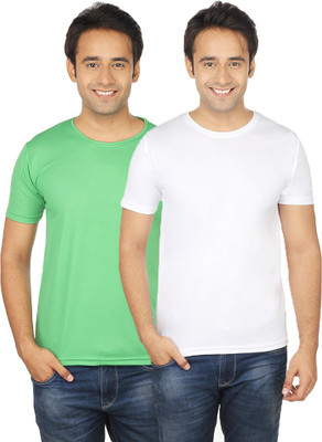 

Quetzal Solid Men's Round Neck White, Green T-Shirt(Pack of 2, Green;white