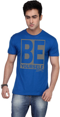 

Inkovy Graphic Print Men's Round Neck Blue T-Shirt