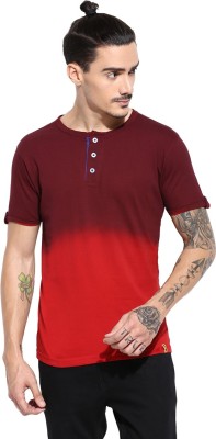 CAMPUS SUTRA Solid Men Round Neck Maroon T-Shirt